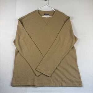 St Johns Bay Mens XXL Tan Waffle Knit Thermal Long Sleeve Shirt Cotton Blend